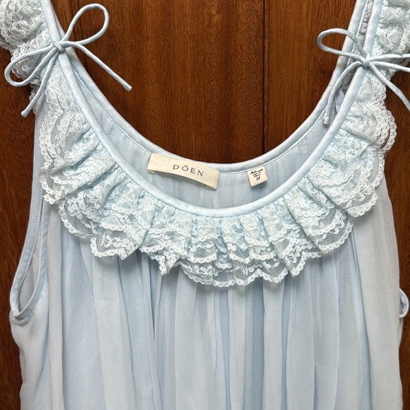DOEN Cecilia Dress in Alice Blue with Lace Trim - Picture 5 of 7